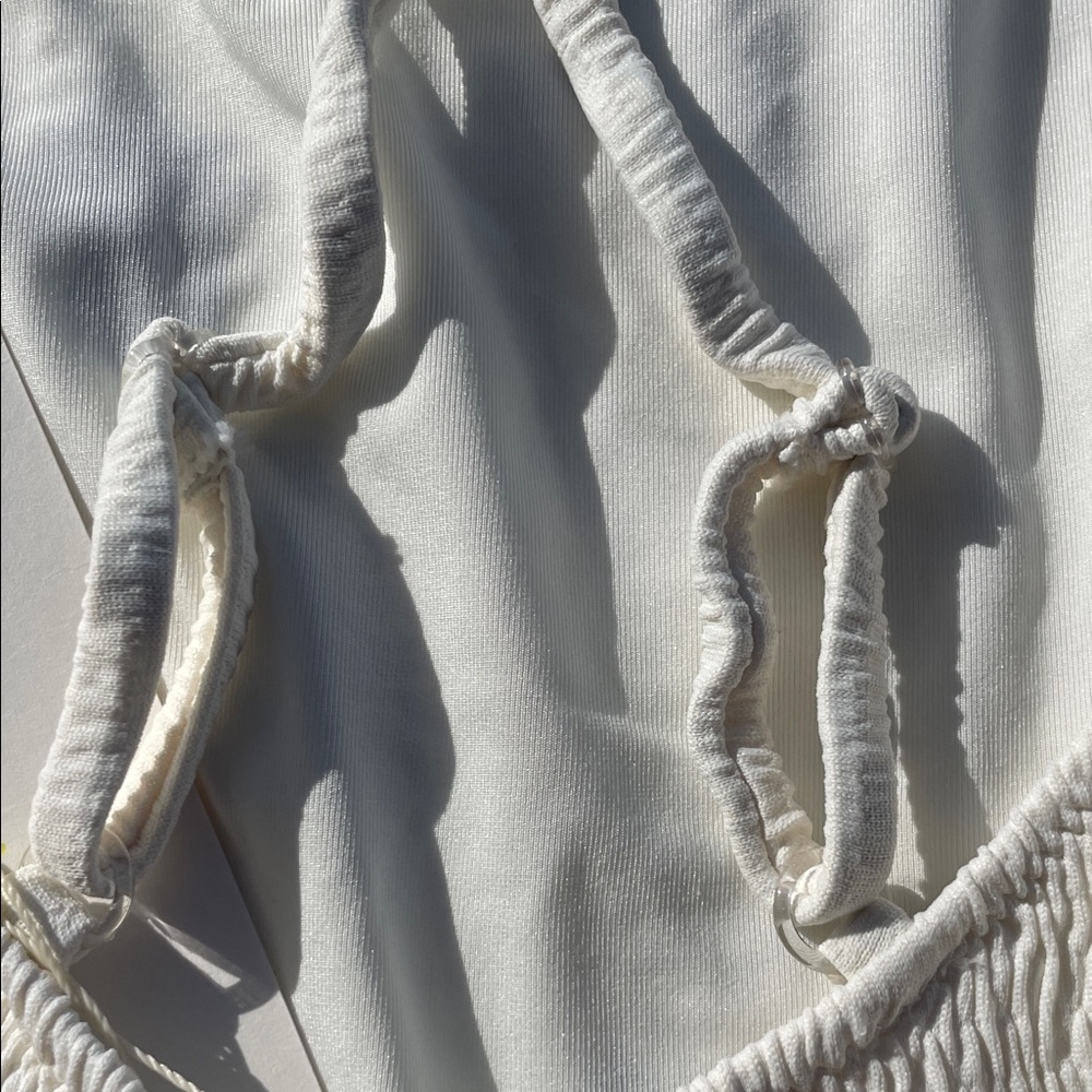 Zara Kids Cream Textured Girlcore Swimsuit Navy Sea Fruit Motif Embroidered SZ 5 - Picture 7 of 9
